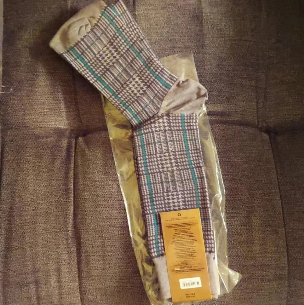 J.Crew Men's Critter Dress Socks in Dean Grey Blue Plaid O/S fits most BNWT SO